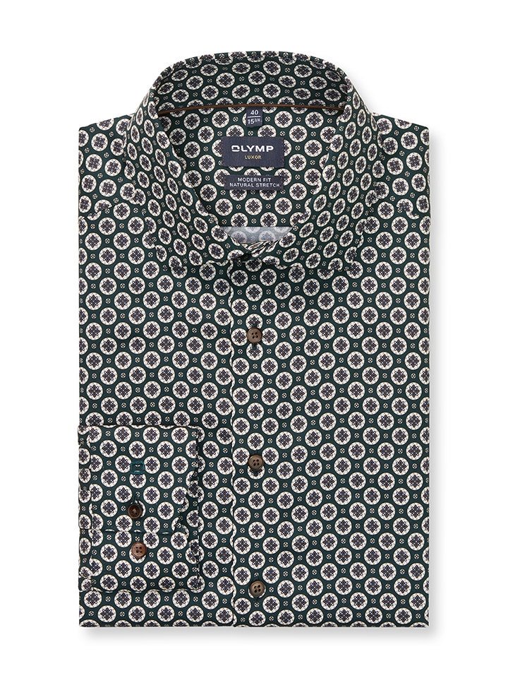 OLYMP Koszula "Luxor" - Modern fit - w kolorze biało-zielonym rozmiar: 42