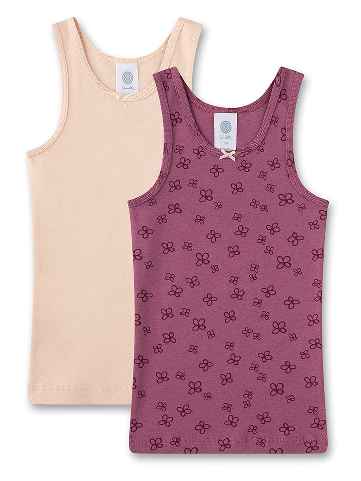 Sanetta Podkoszulki (2 szt.) w kolorze beżowym i fioletowym rozmiar: 92