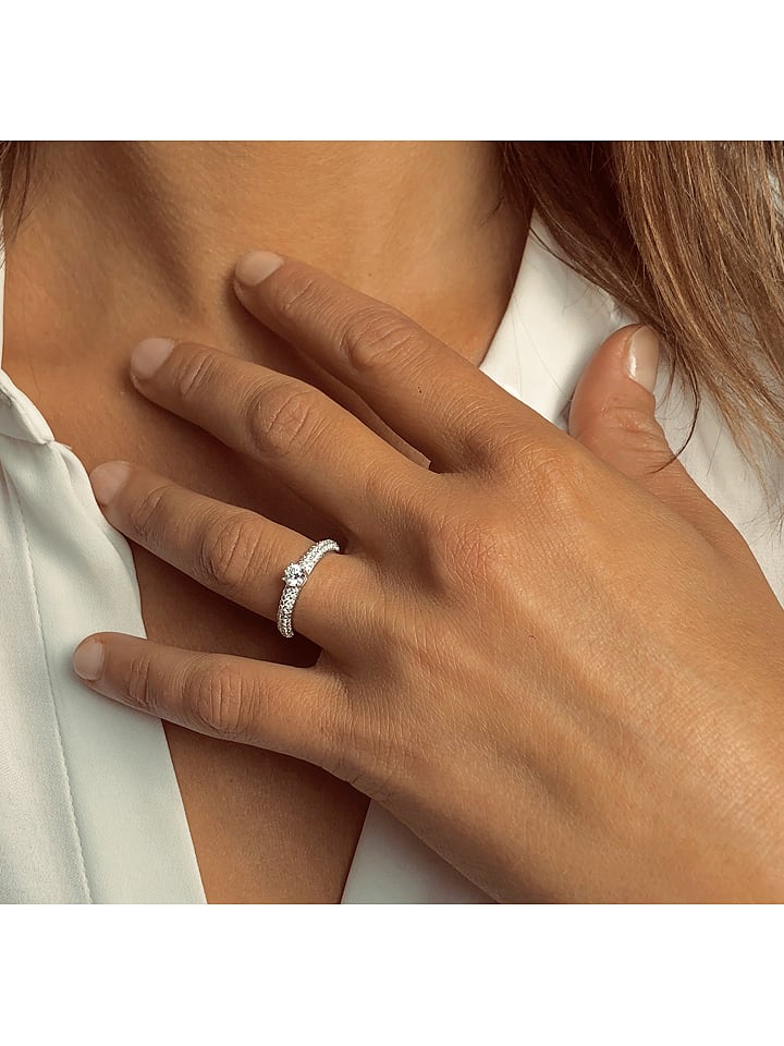 Eclat d'Argent Srebrny pierścionek z cyrkoniami rozmiar: 50