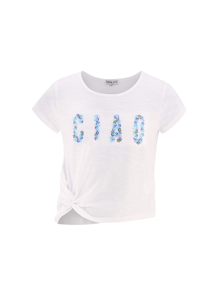 happy girls by Eisend Koszulka w kolorze biało-błękitnym rozmiar: 116