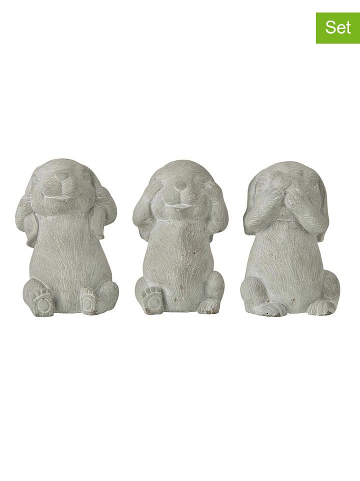 J Line Figurki dekoracyjne (3 szt.) w kolorze szarym - wys. 20 x Ø 13,5 cm rozmiar: onesize