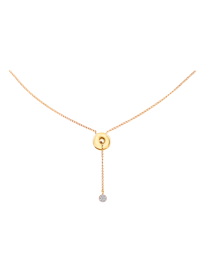 Diamant Exquis Złoty naszyjnik z diamentem - dł. 42 cm rozmiar: onesize