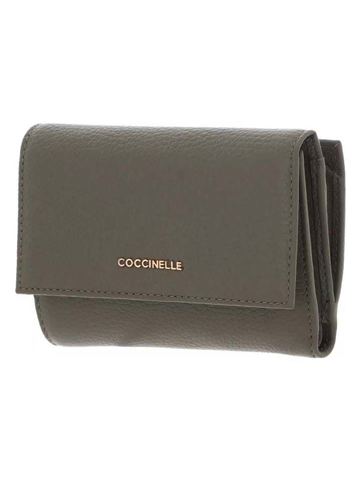 COCCINELLE Skórzany portfel w kolorze khaki - 14 x 10 x 2 cm rozmiar: onesize