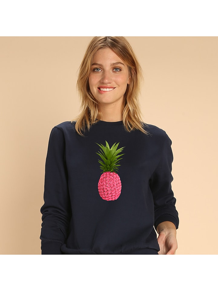 WOOOP Bluza "Floral pineapple" w kolorze granatowym rozmiar: M