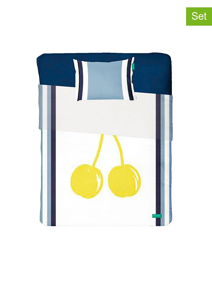 Benetton 3-częściowy zestaw w kolorze granatowo-biało-żółtym rozmiar: 160x240 cm