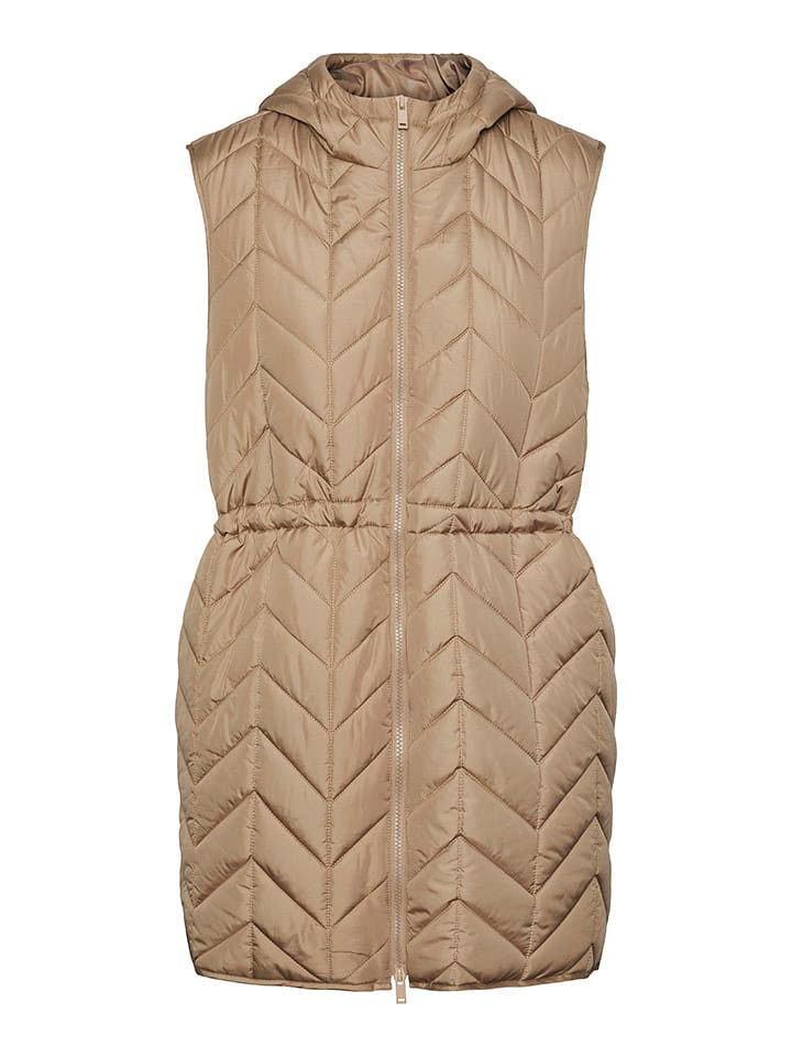 Pieces Kamizelka pikowana "Jasmin" w kolorze szarobrązowym rozmiar: L