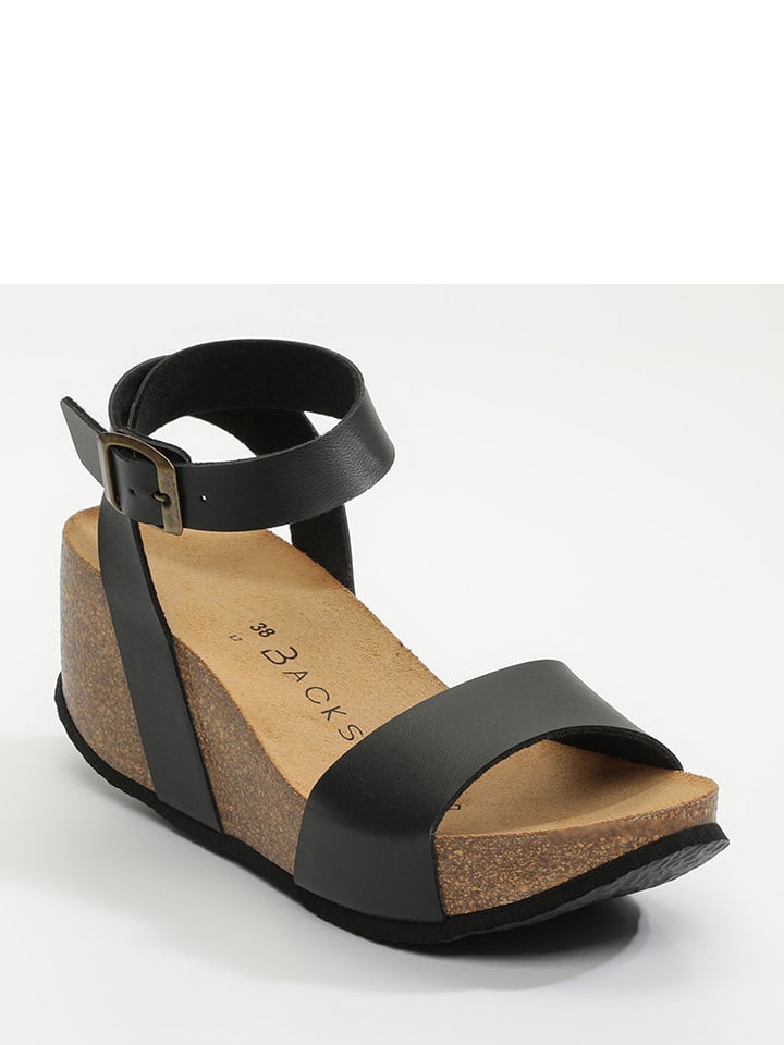 BACKSUN Sandały w kolorze czarnym na koturnie rozmiar: 39