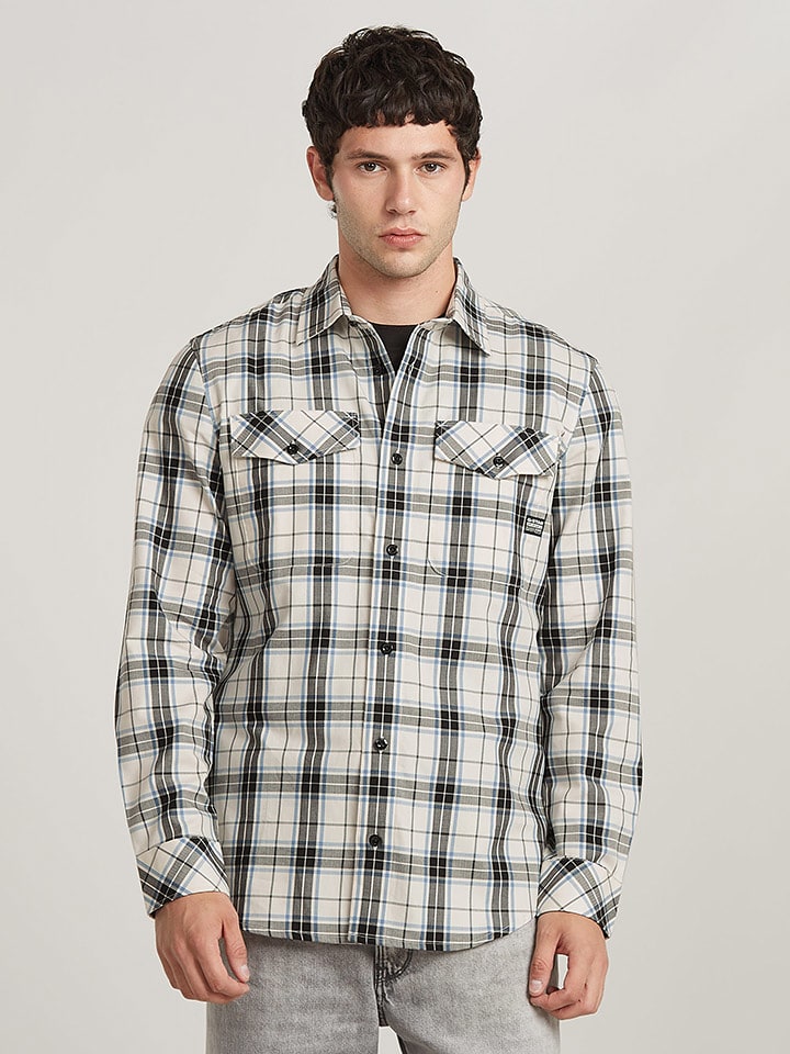 G-Star Koszula w kolorze kremowo-czarno-niebieskim rozmiar: S