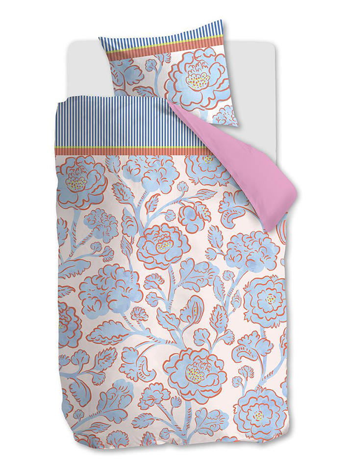 Beddinghouse Komplet pościeli "Jazmin" w kolorze biało-jasnoróżowo-błękitnym rozmiar: 200x200/220 cm