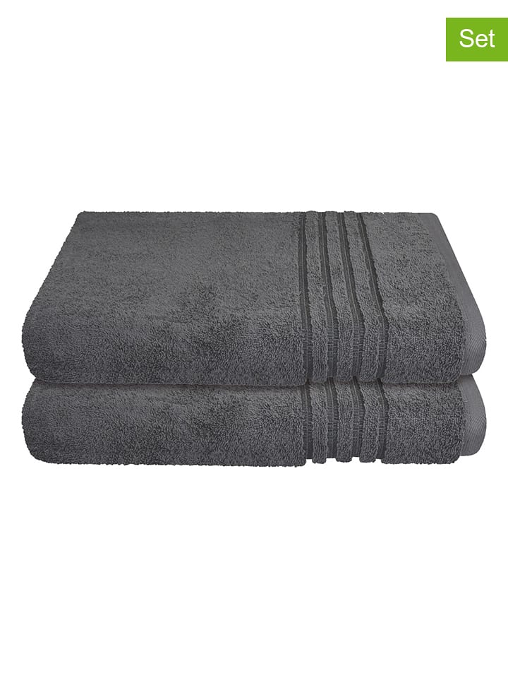 Schiesser Ręczniki prysznicowe (2 szt.) "Milano" w kolorze antracytowym rozmiar: 70x140 cm