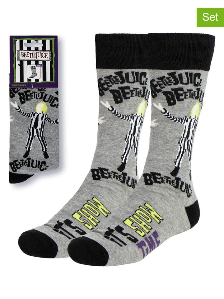 Lucky Socks Skarpety "Beetlejuice" w kolorze szaro-czarnym rozmiar: 38-45