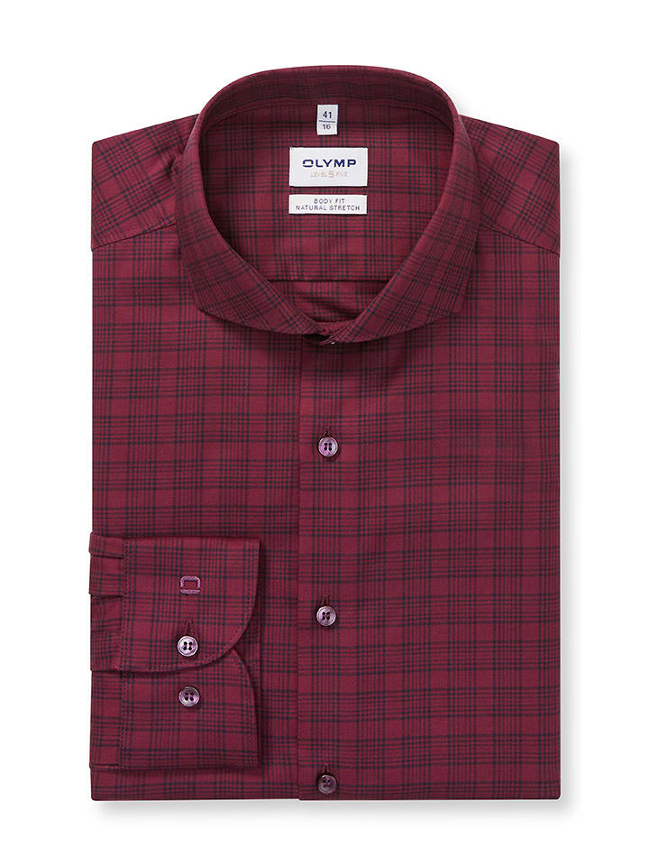 OLYMP Koszula "Level 5" - Body fit - w kolorze czerwono-czarnym rozmiar: 39