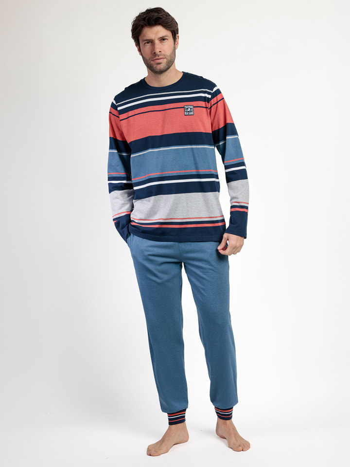 Lois Piżama "Rayas Burnt" w kolorze niebiesko-koralowym rozmiar: S