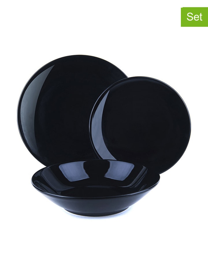 Trendy Kitchen by EXCÉLSA 18-częściowy zestaw talerzy "Fashion" w kolorze czarnym rozmiar: onesize