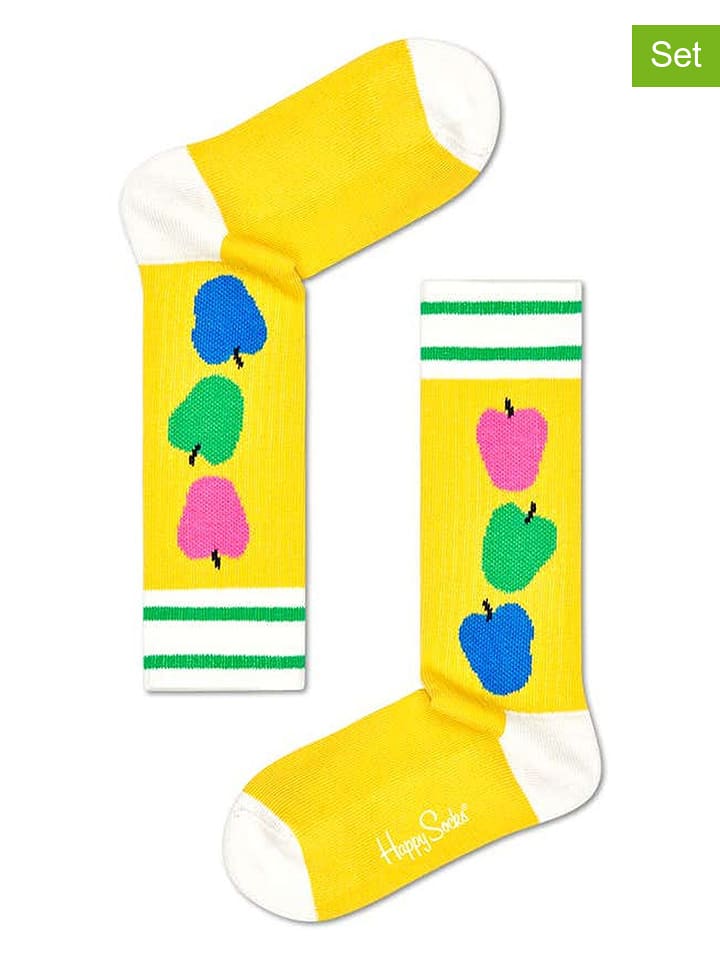 Happy Socks Skarpety (2 pary) "Apple Rib" w kolorze żółtym rozmiar: 22-24