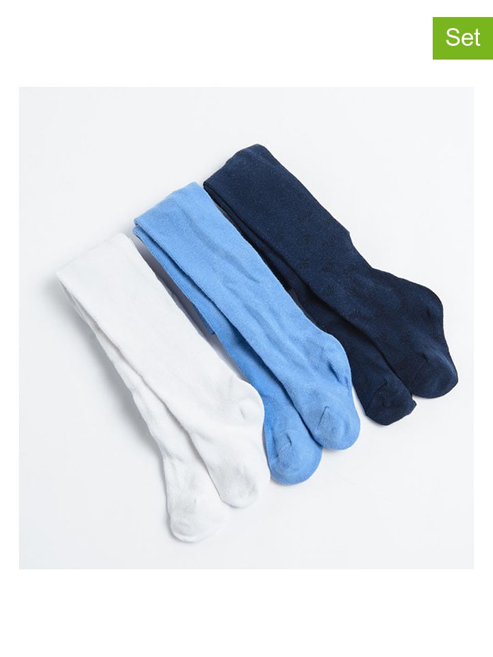 COOL CLUB Rajstopy (3 pary) w kolorze niebieskim, granatowym i białym rozmiar: 56/62