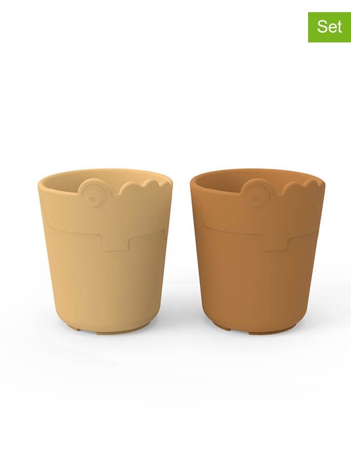 done by deer Kubki (2 szt.) "Croco" w kolorze jasnobrązowo-beżowym - 100 ml rozmiar: onesize