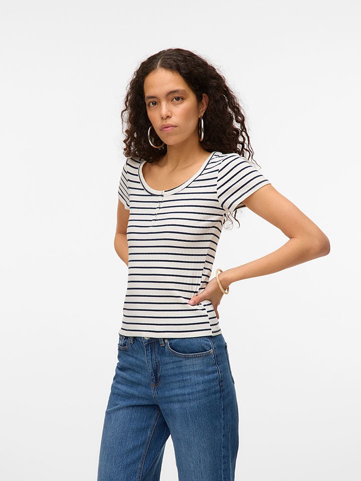 Vero Moda Koszulka "Sea" w kolorze granatowo-białym rozmiar: XS