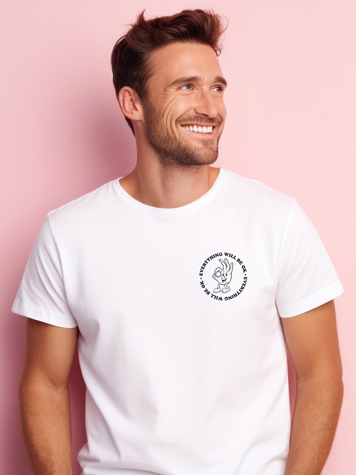 WOOOP Koszulka "Everything will be ok" w kolorze białym rozmiar: M