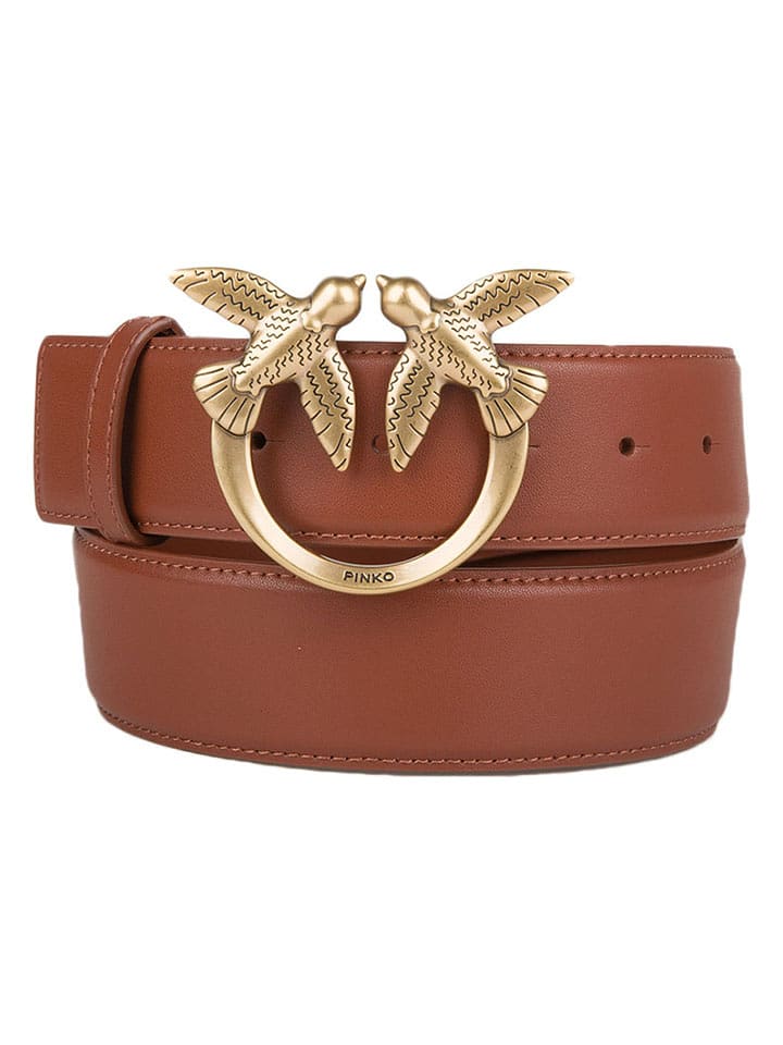 Pinko Skórzany pasek w kolorze jasnobrązowym rozmiar: 80