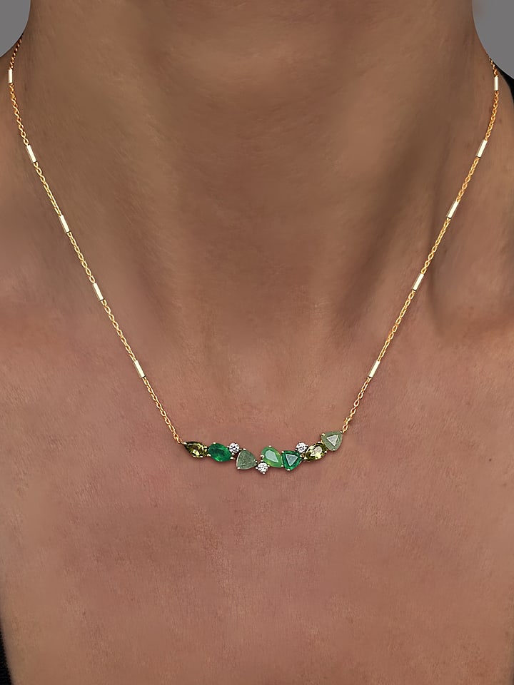 Les Petites Précieuses Pozłacany naszyjnik z kamieniami szlachetnymi - dł. 16 cm rozmiar: onesize