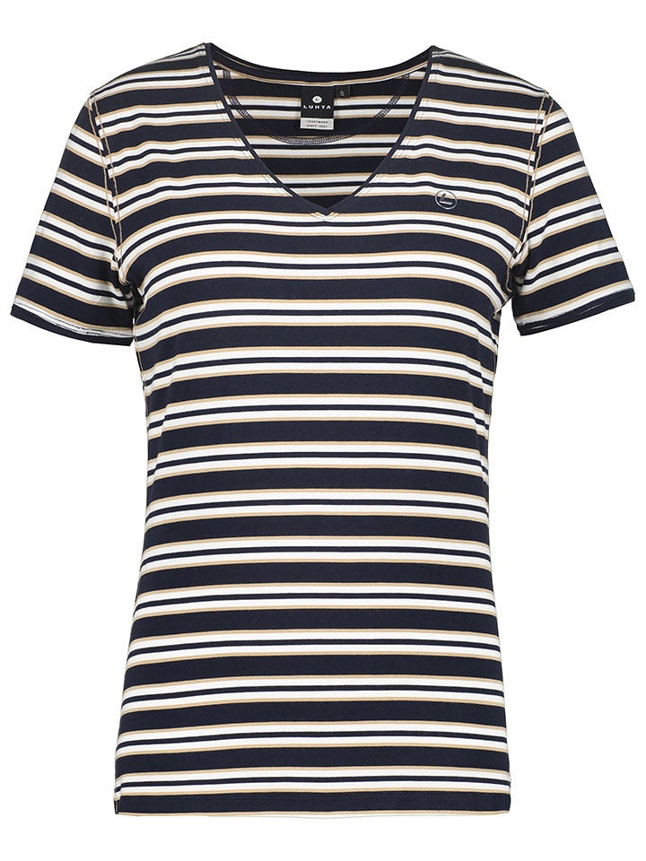 LUHTA Koszulka "Kivihaka" w kolorze granatowo-białym rozmiar: M