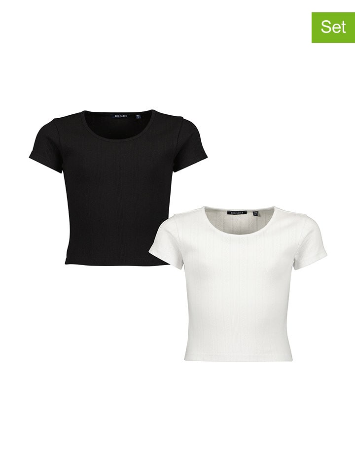 Blue Seven Koszulki (2 szt.) w kolorze białym i czarnym rozmiar: 152