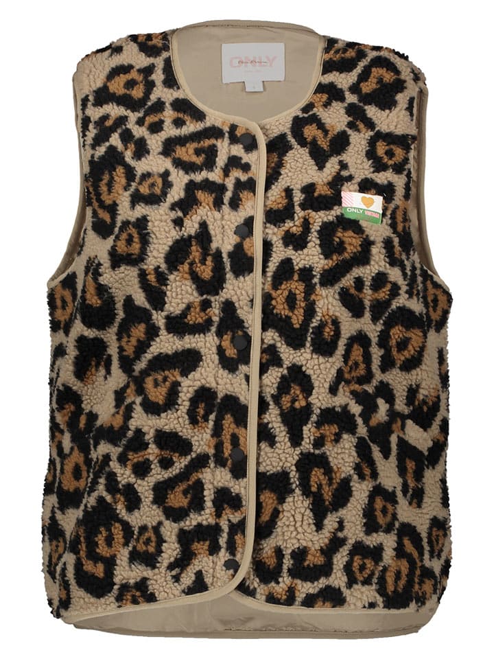 ONLY Pluszowa kamizelka w kolorze jasnobrązowo-czarnym rozmiar: XL