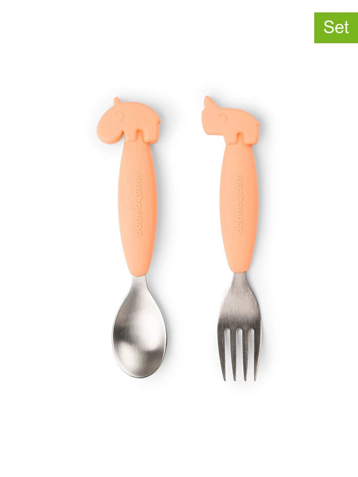 done by deer 2-częściowy zestaw naczyń "Deer friends" w kolorze jasnoróżowym - 12 m+ rozmiar: onesize