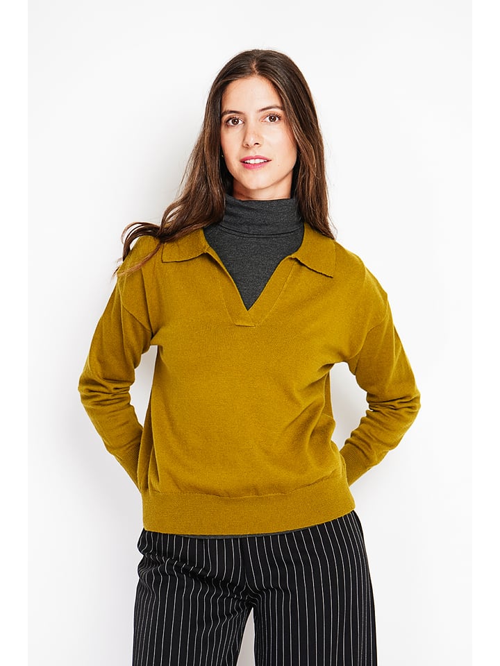 ASSUILI Sweter w kolorze musztardowym rozmiar: 34