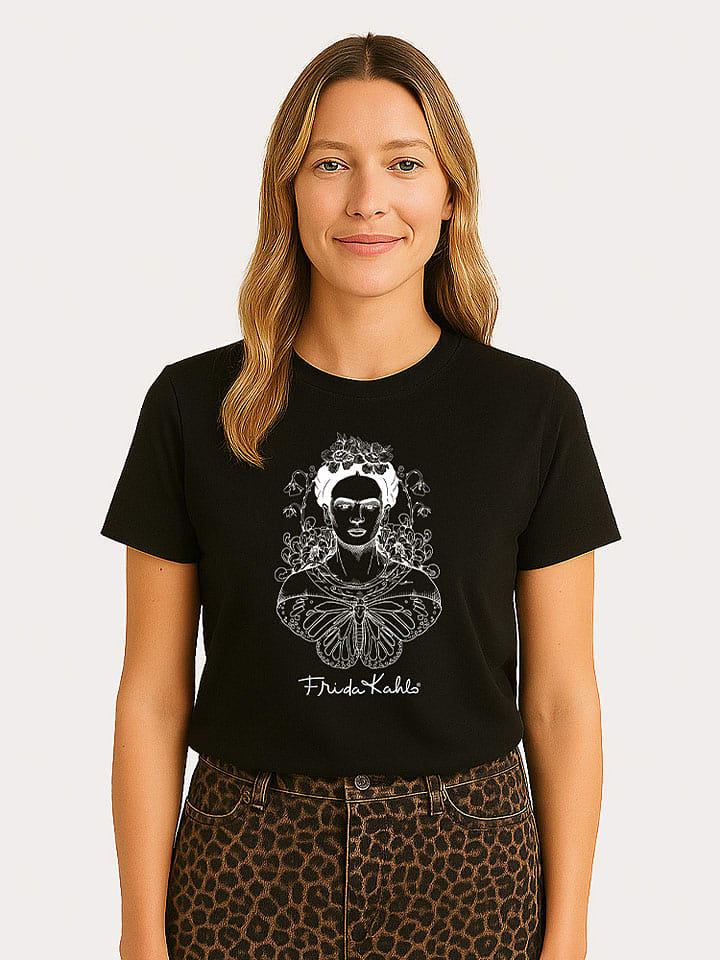 WOOOP Koszulka "Frida Kahlo Butterfly" w kolorze czarnym rozmiar: M