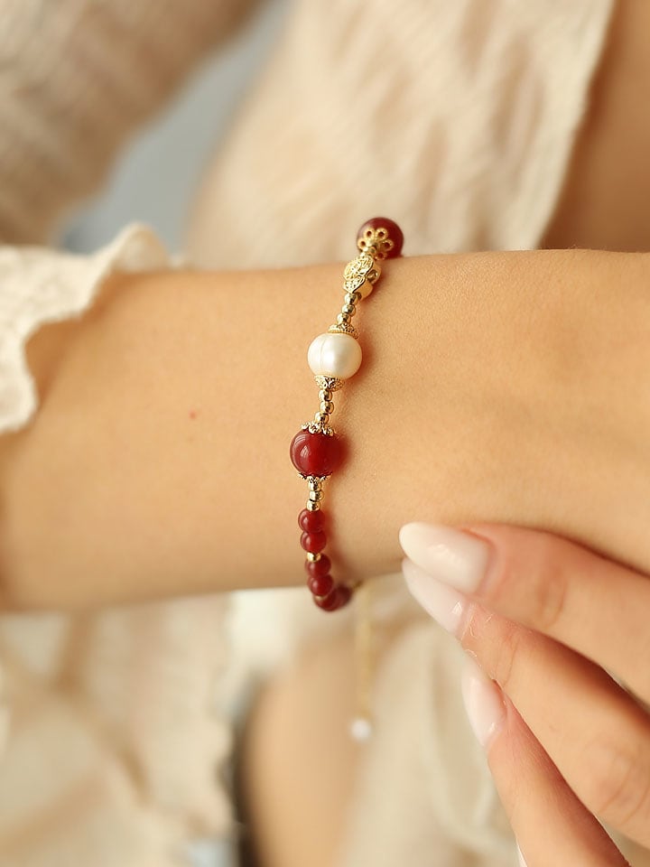 Pierres delicates Pozłacana bransoletka z koralami i perłami rozmiar: onesize