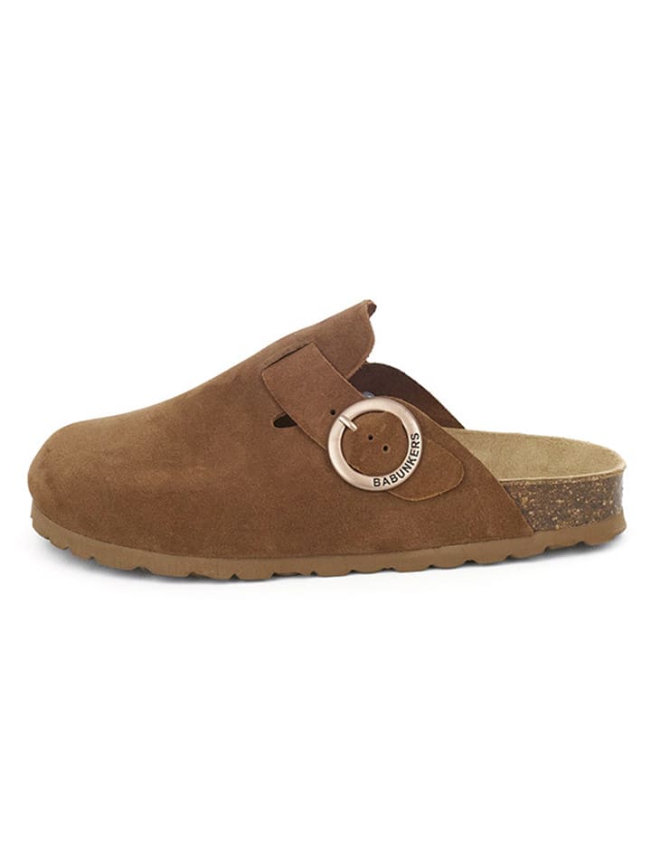 BABUNKERS Family Skórzane chodaki w kolorze brązowym rozmiar: 40