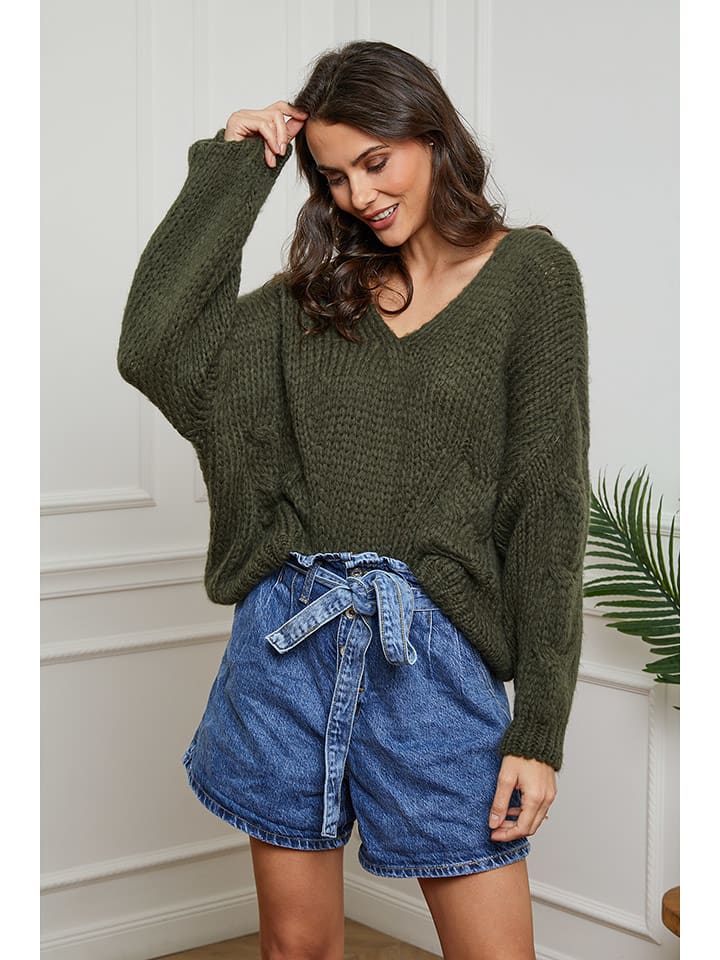 So Cachemire Sweter "Fawaris" w kolorze khaki rozmiar: M