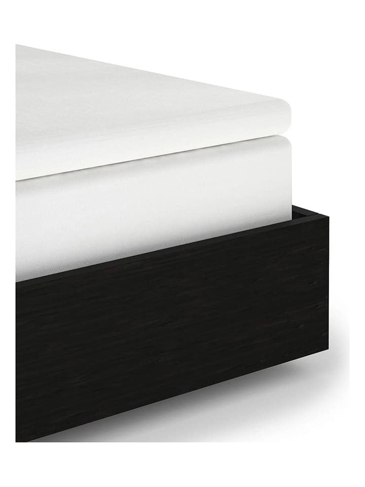 Heckett Lane Satynowe prześcieradło w kolorze białym na rozdzielany topper na gumce rozmiar: 180x210/220 cm