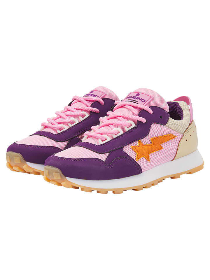 Vingino Skórzane sneakersy "Rosetta" w kolorze złoto-fioletowo-jasnoróżowym rozmiar: 35
