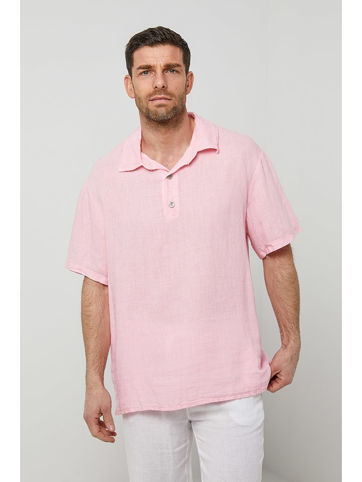 Rodier Lin Lniana koszulka polo w kolorze jasnoróżowym rozmiar: XL/XXL