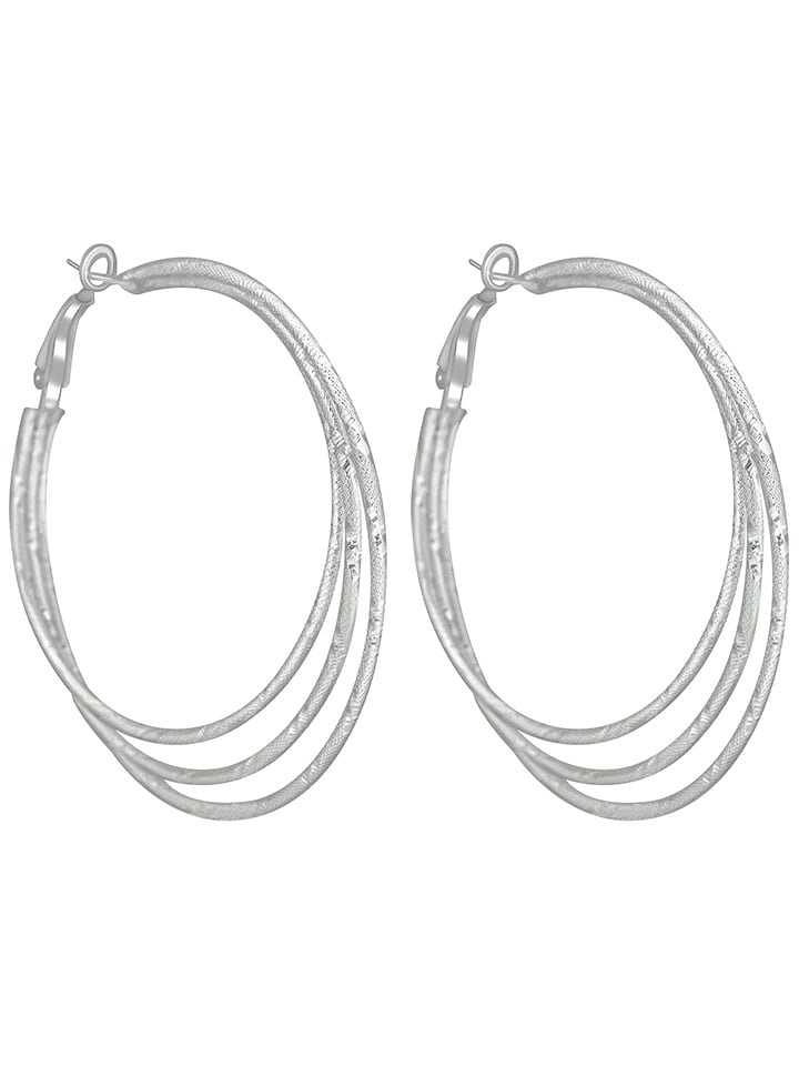 MENTHE À L'O Posrebrzane kolczyki-kreole rozmiar: onesize