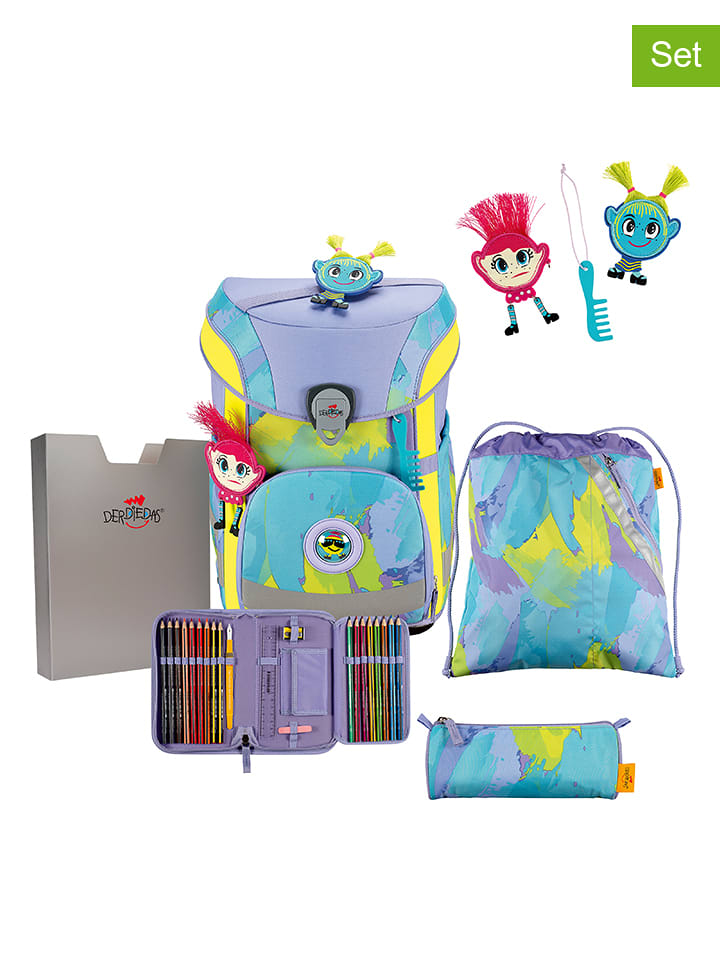 DerDieDas 6-częściowy zestaw szkolny "Hair" w kolorze fioletowo-żółtym rozmiar: onesize