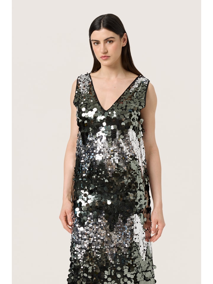 SAINT TROPEZ Sukienka "Adine" w kolorze srebrno-czarnym rozmiar: M