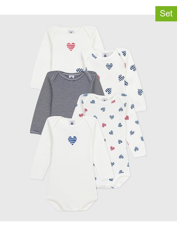 PETIT BATEAU Body (5 szt.) w kolorze granatowo-białym rozmiar: 86