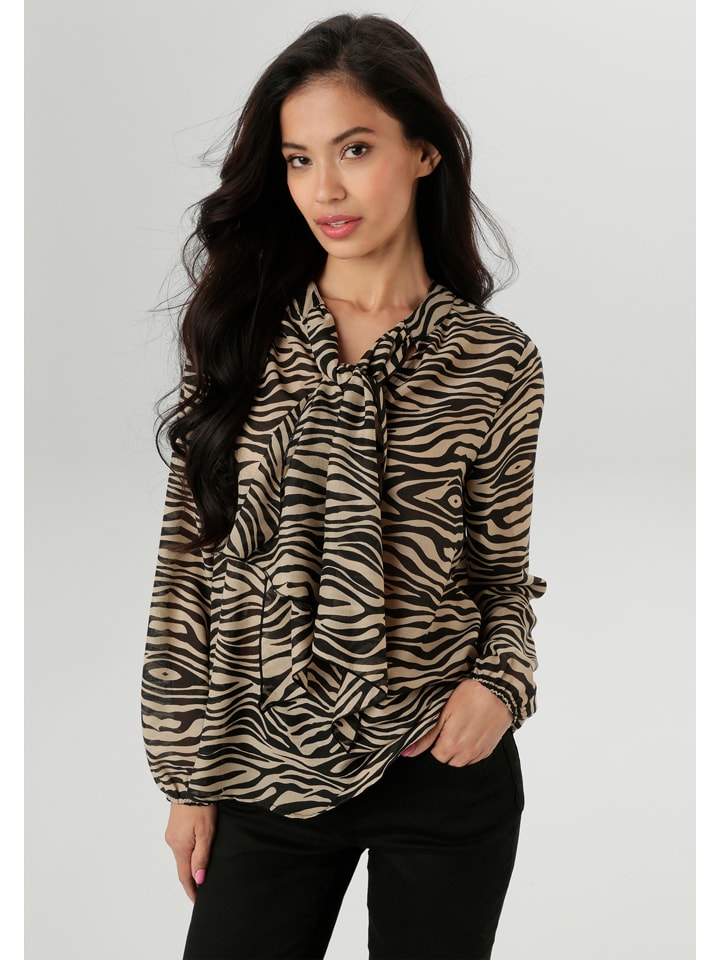 Aniston Bluzka w kolorze beżowo-czarnym rozmiar: 42