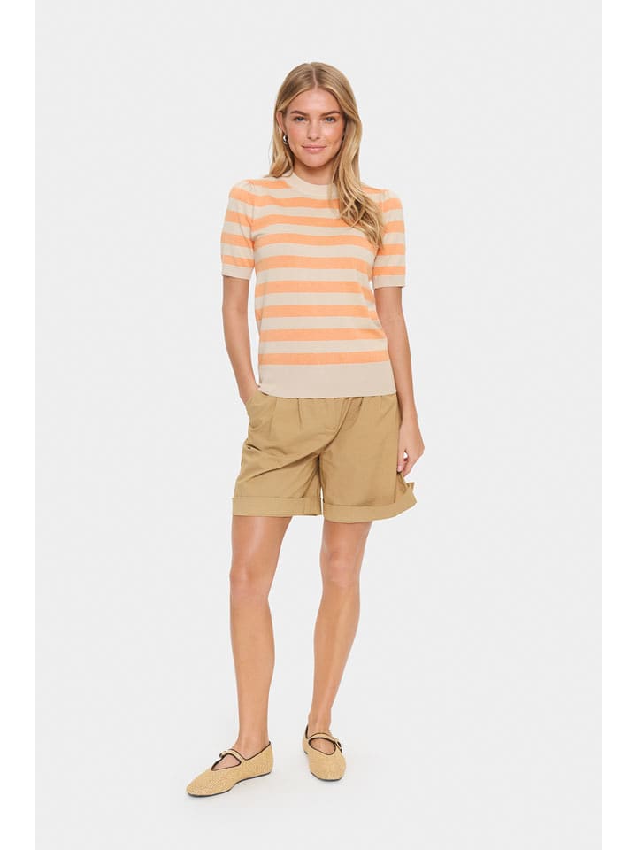 SAINT TROPEZ Sweter w kolorze beżowo-pomarańczowym rozmiar: L