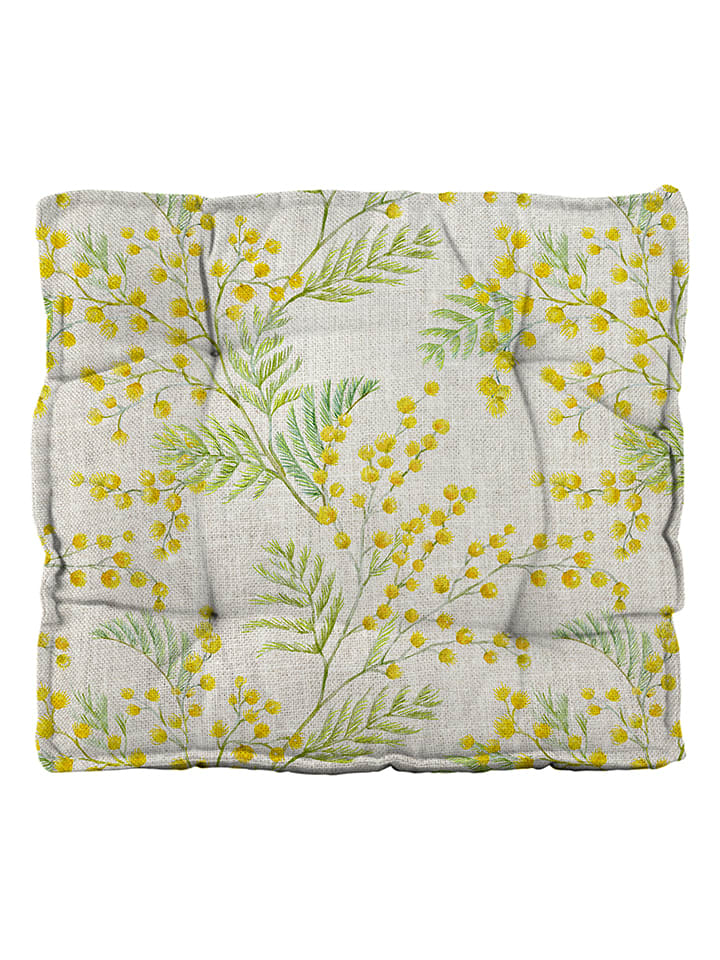 Madre Selva Poduszka "Mimosa" w kolorze zielono-żółtym do siedzenia - 37 x 37 cm rozmiar: onesize