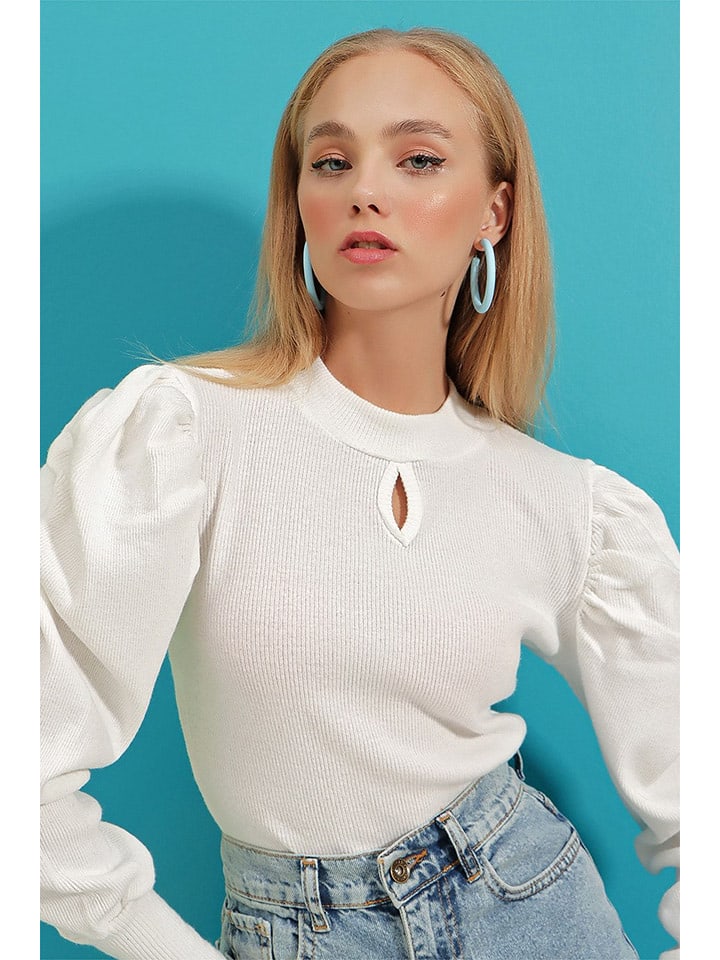 trendyol Bluzka w kolorze białym rozmiar: M