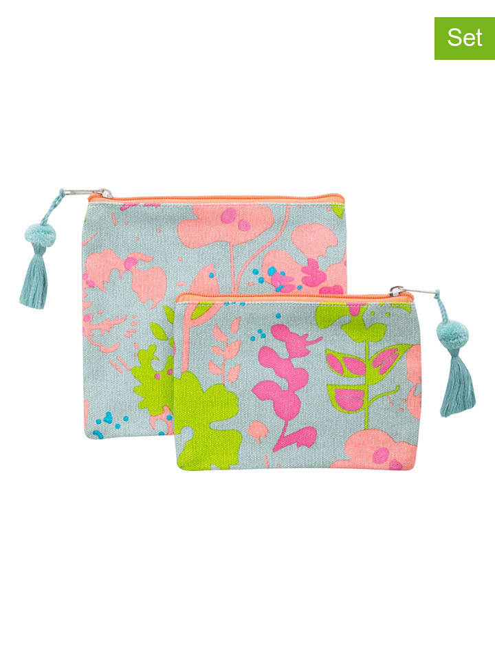 Overbeck and Friends Kosmetyczki (2 szt.) "Viola" w kolorze turkusowo-zielonym rozmiar: onesize