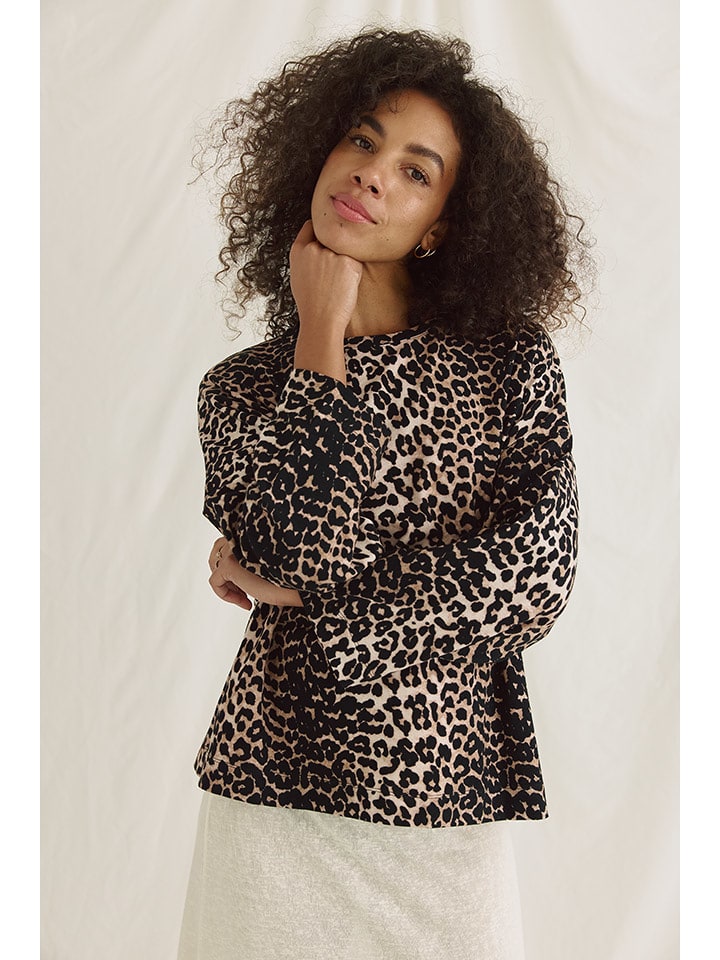 Cotton Candy Koszulka "Fjolla" w kolorze czarno-jasnobrązowym rozmiar: L