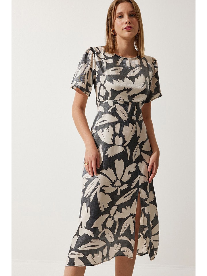 Happiness Istanbul Sukienka w kolorze antracytowo-beżowym rozmiar: 38