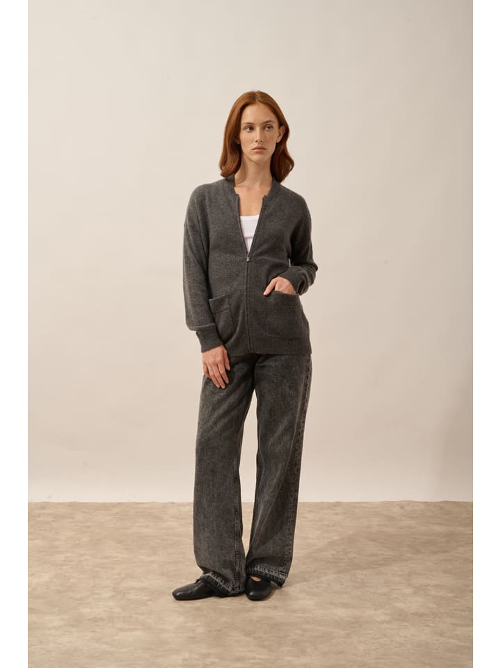 Just Cashmere Kaszmirowy kardigan "Ervie" w kolorze szarym rozmiar: XL