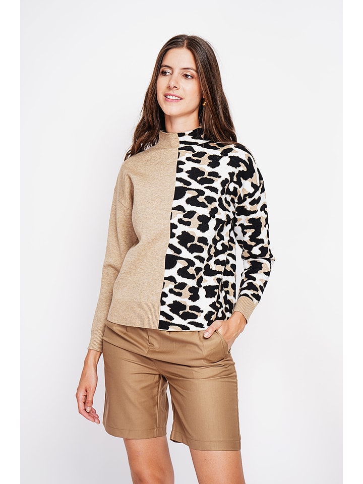 ASSUILI Sweter w kolorze czarno-beżowo-białym rozmiar: 42